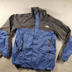 The North Face Jacket Men's Large Black Blue Hyvent Full Zip Distressed Stretch